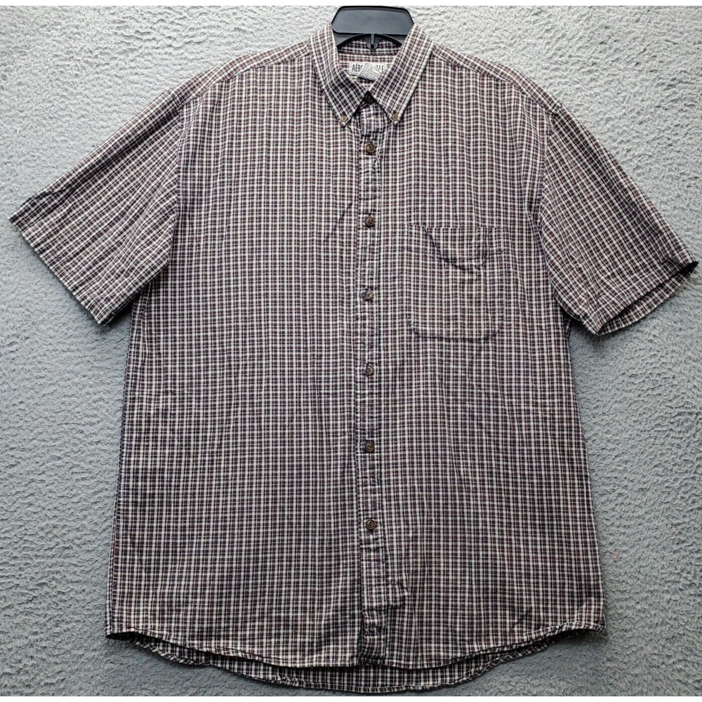 Aéropostale Shirt Mens Medium Multi Plaid Cotton Short Sleeve Collar Button Down